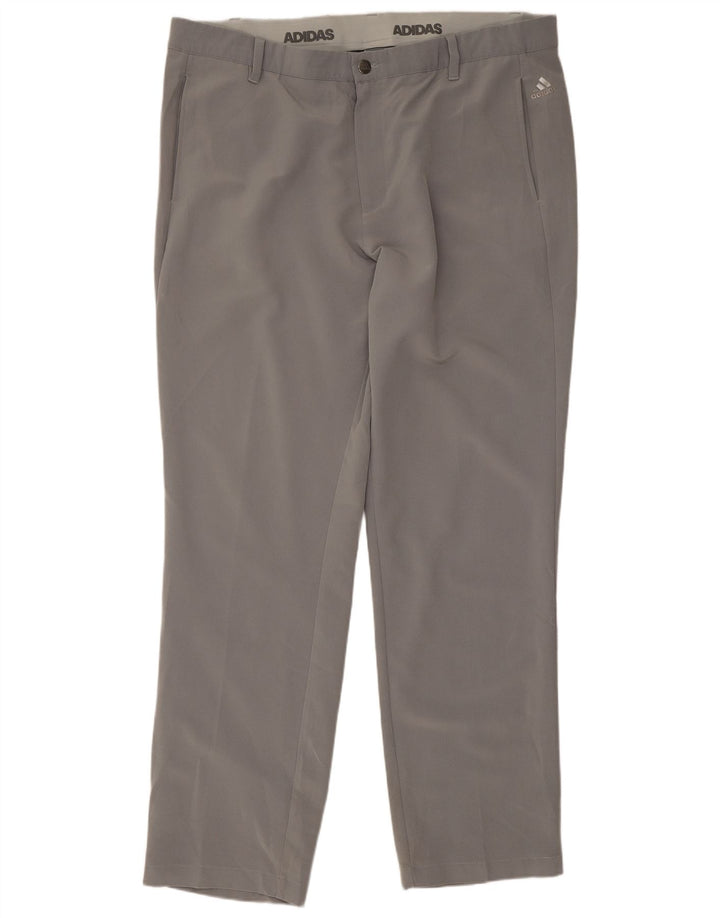 Adidas Herren Straight Chino Hose W38 L32 Grau Polyester