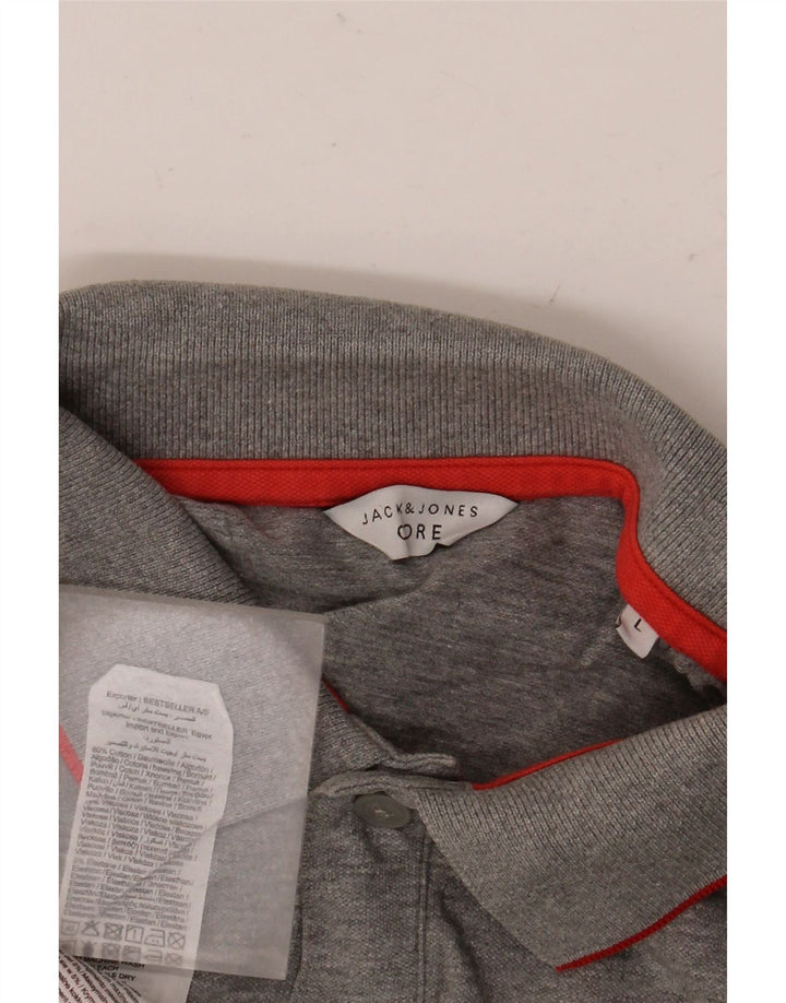 JACK & JONES Herren-Poloshirt, große graue Baumwolle
