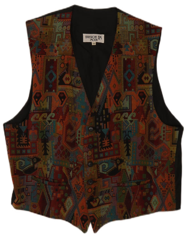 Vintage Herren Weste IT 52 Große mehrfarbige geometrische Viskose Azteken