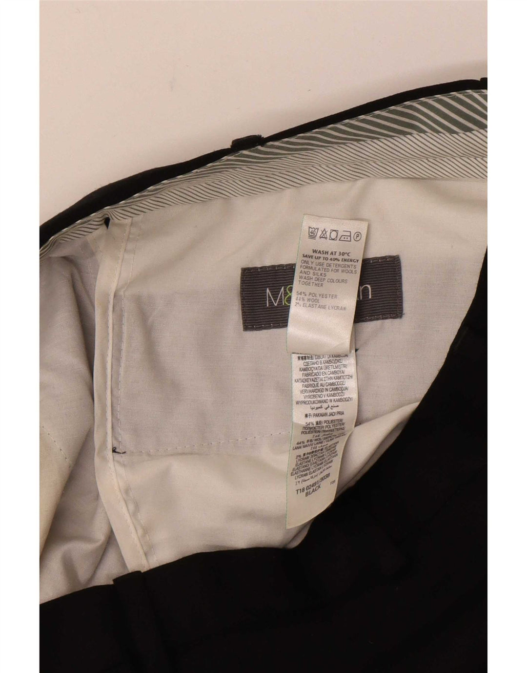 Gerade Herren-Anzughose von Marks & Spencer, W32, L31, schwarzes Polyester