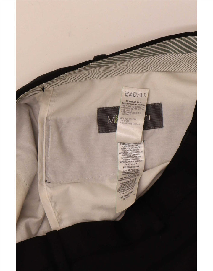 Gerade Herren-Anzughose von Marks & Spencer, W32, L31, schwarzes Polyester