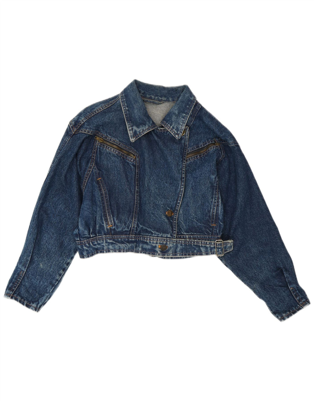 Rifle Womens Crop Denim Jacke UK 14 Mittelblaue Baumwolle