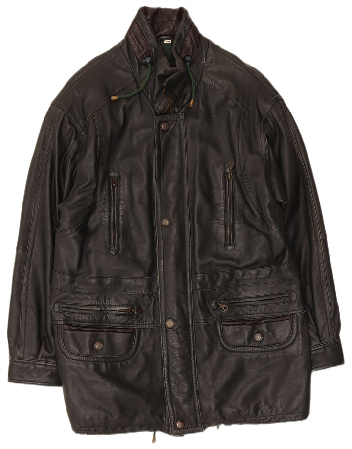 Shelter Bay Herren Ledermantel UK 38 Medium Schwarz