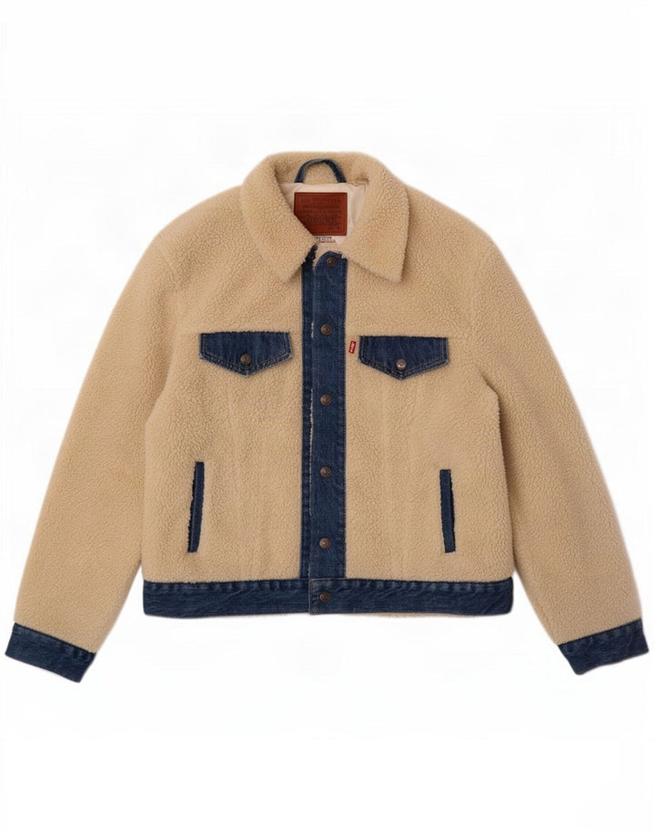 Levi's Herren-Teddybär-Fleecejacke, UK 38, Mittel, gebrochenes Weiß, Farbblock