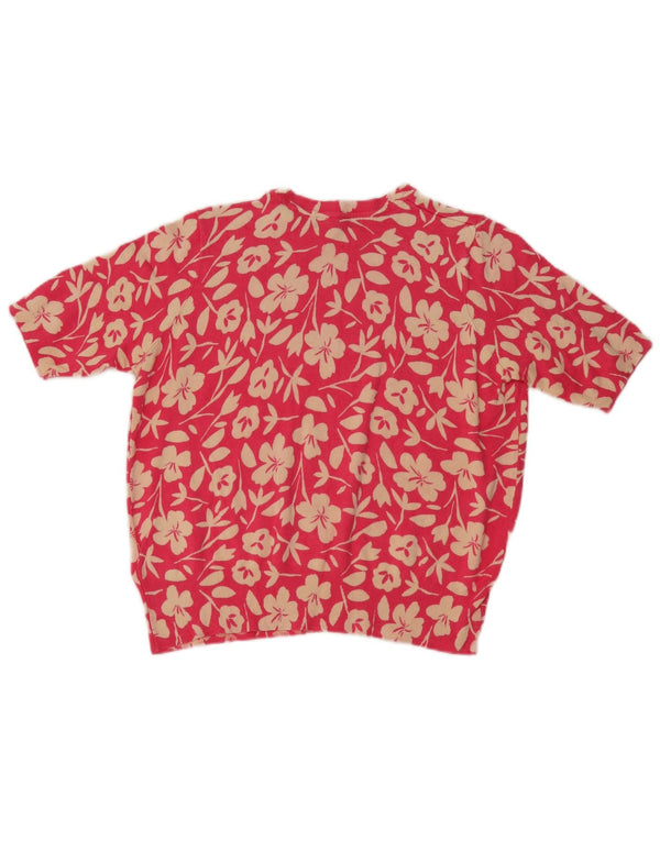 Marks & Spencer Damen-Pullover mit U-Boot-Ausschnitt, Gr. 14, groß, rosa geblümt