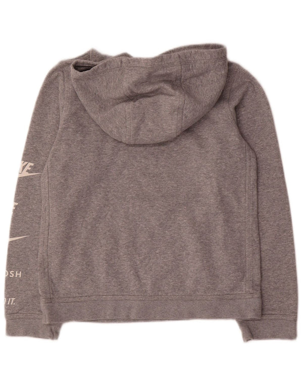 Nike Jungen-Pullover mit grafischem Kapuzenpullover, 12–13 Jahre, groß, grau gefleckte Baumwolle