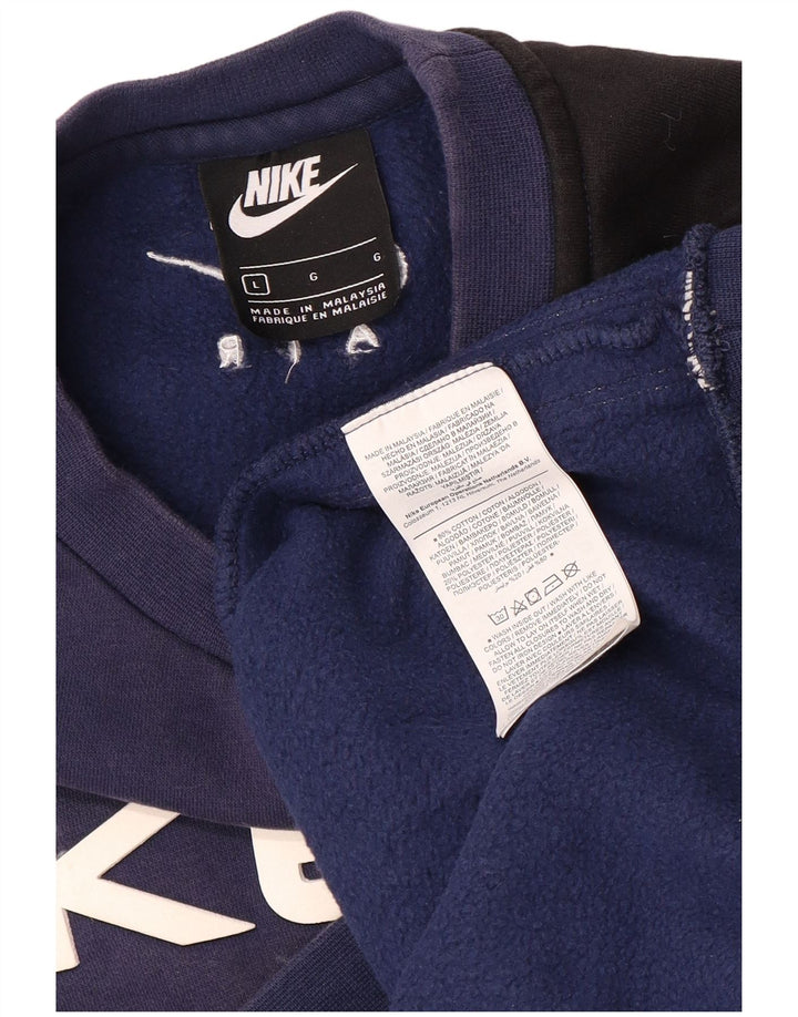 Nike Herren-Sweatshirt mit Grafik, groß, marineblau, Colourblock-Baumwolle