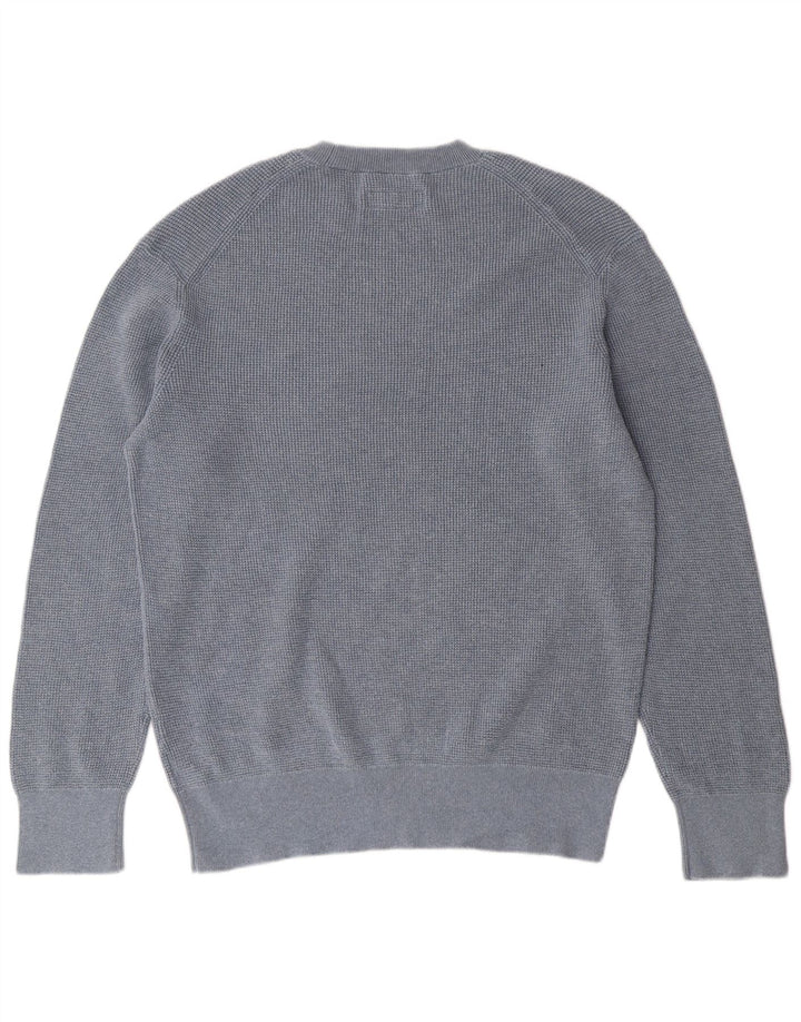 ALL SAINTS Herren-Pullover mit Rundhalsausschnitt, mittelblaue Baumwolle