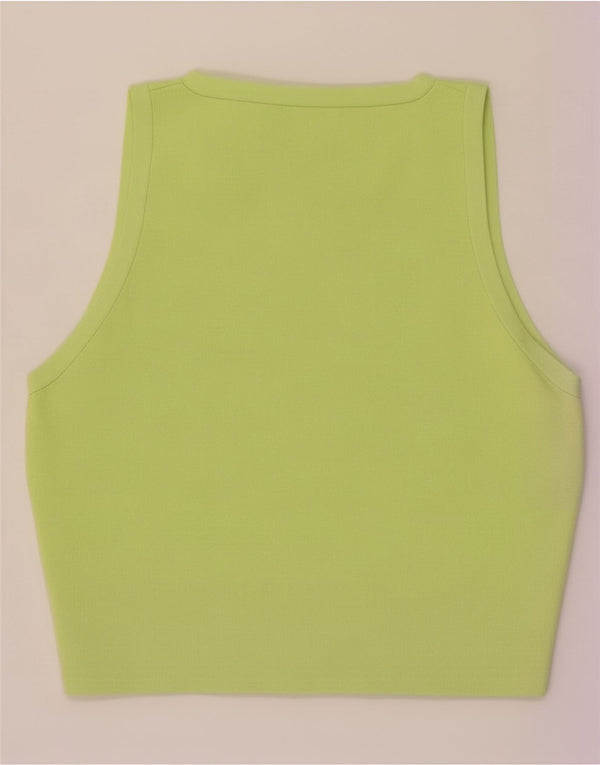 Zara Damen Crop Vest Top UK 14 Große grüne Viskose