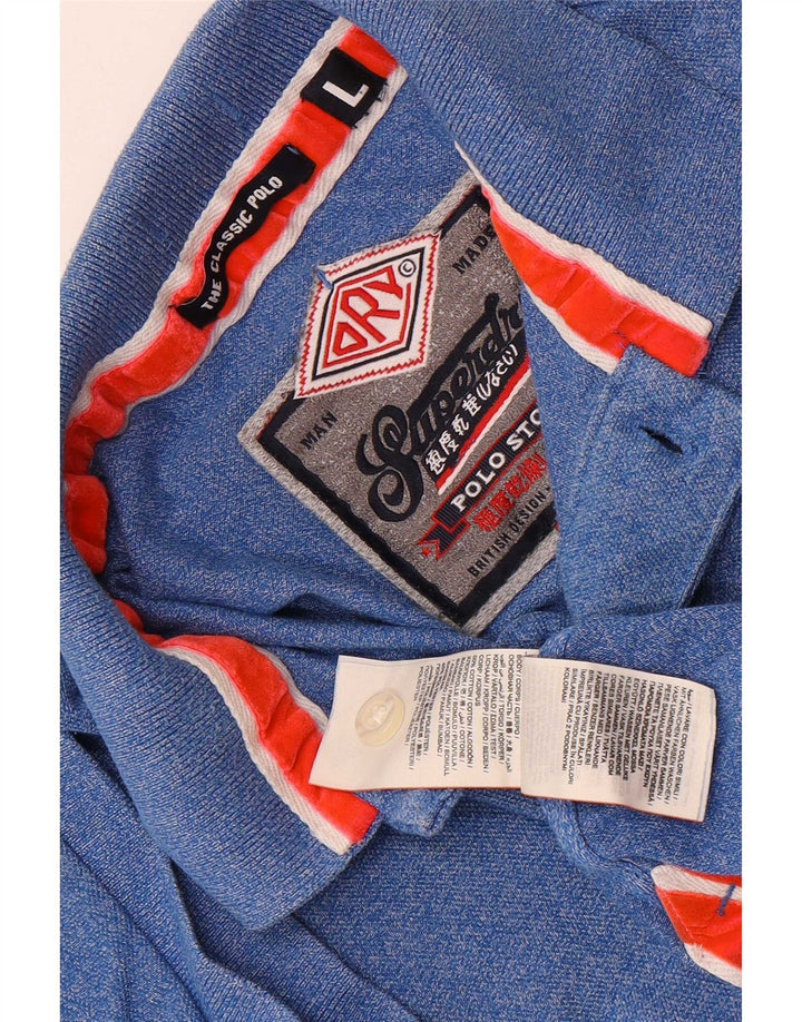 Superdry Herren-Poloshirt, groß, blau, Baumwolle, klassisch