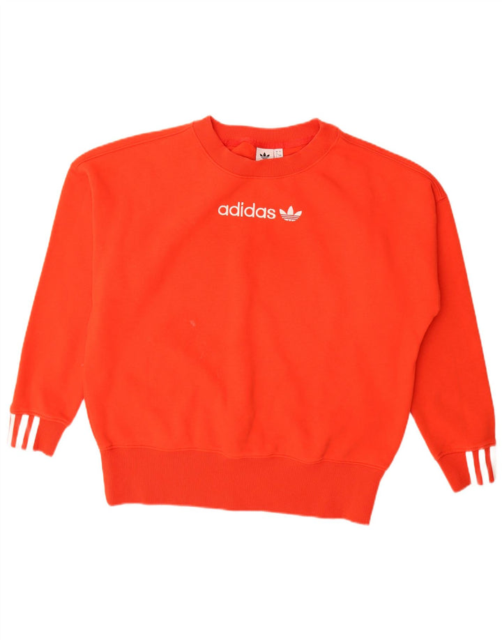 Adidas Damen Übergroßer Grafik-Sweatshirt-Pullover UK 8 Small Orange Baumwolle