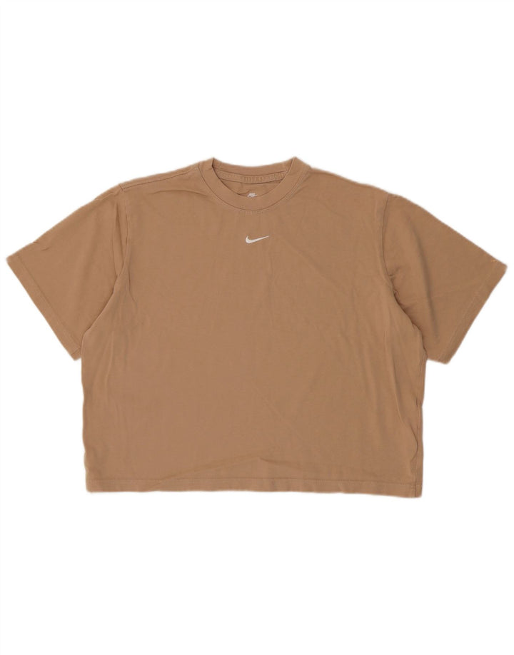 Nike Damen Crop T-Shirt Top UK 14 Mittelbeige Baumwolle