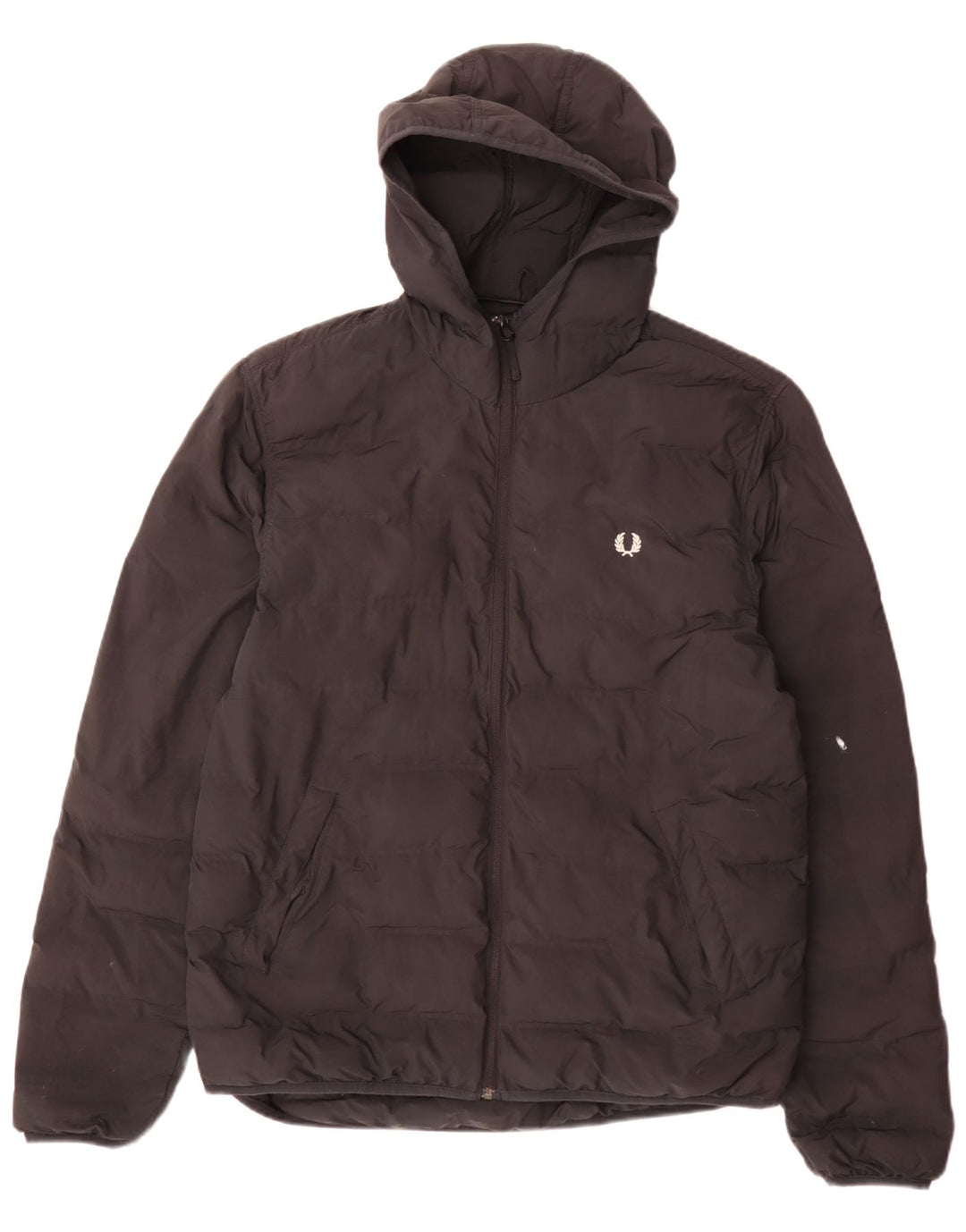 Fred Perry Herren-Jacke mit Kapuze, gepolstert, UK 40, Größe L, Schwarz, Polyester