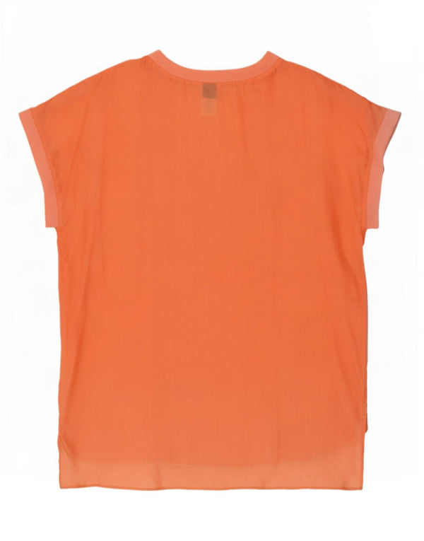 Vintage Damen Etuikleid UK 20 2XL Orange Seide