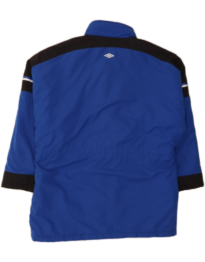 UMBRO Mens Hooded Padded Coat UK 40 Large Navy Blue Colourblock Polyester Vintage Umbro and Second-Hand Umbro from Messina Hembry 
