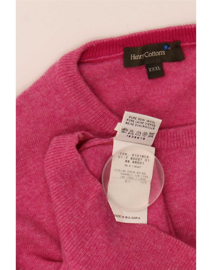 Henry Cottons Herren-Pullover mit Rundhalsausschnitt, 3XL, rosa Wolle