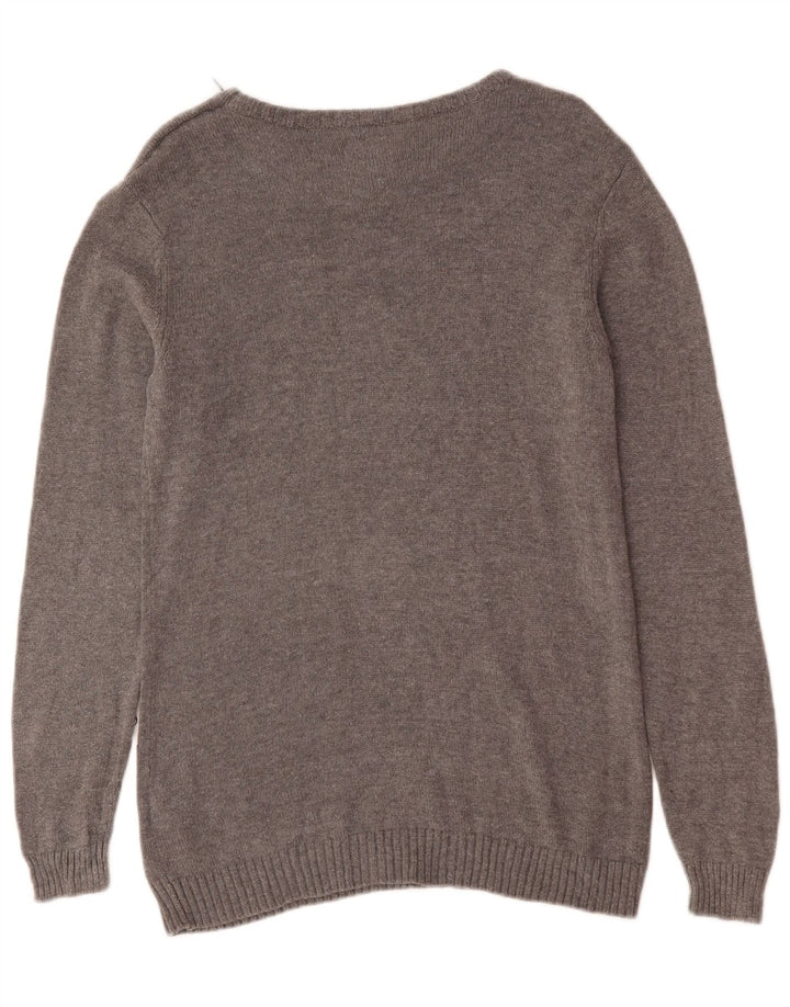 Guess Herren-Pullover mit U-Boot-Ausschnitt, Größe S, graue Baumwolle