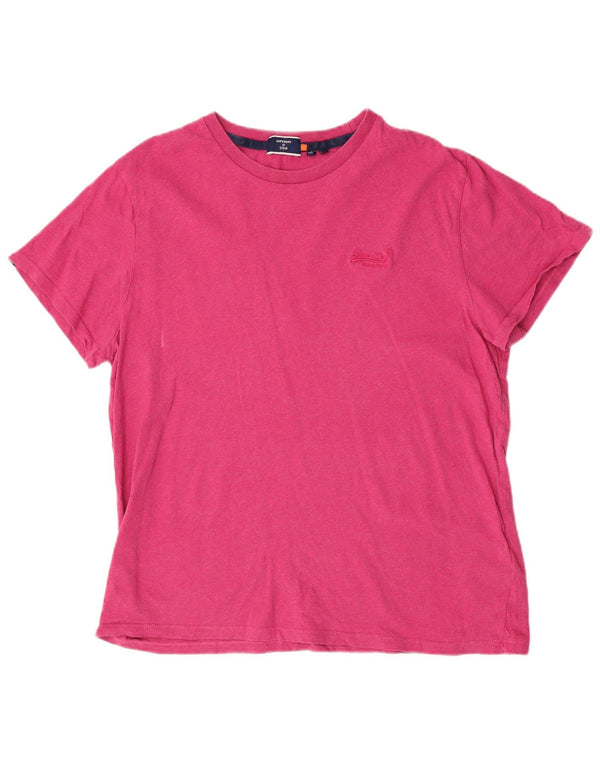 Superdry Herren T-Shirt Top 2XL Rosa Baumwolle