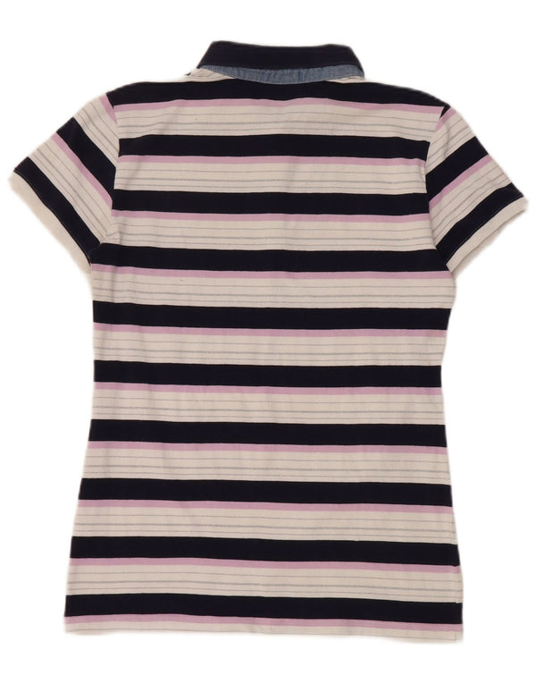 Ellesse Damen Kurzarm-Poloshirt UK 14 Large Mehrfarbig gestreift