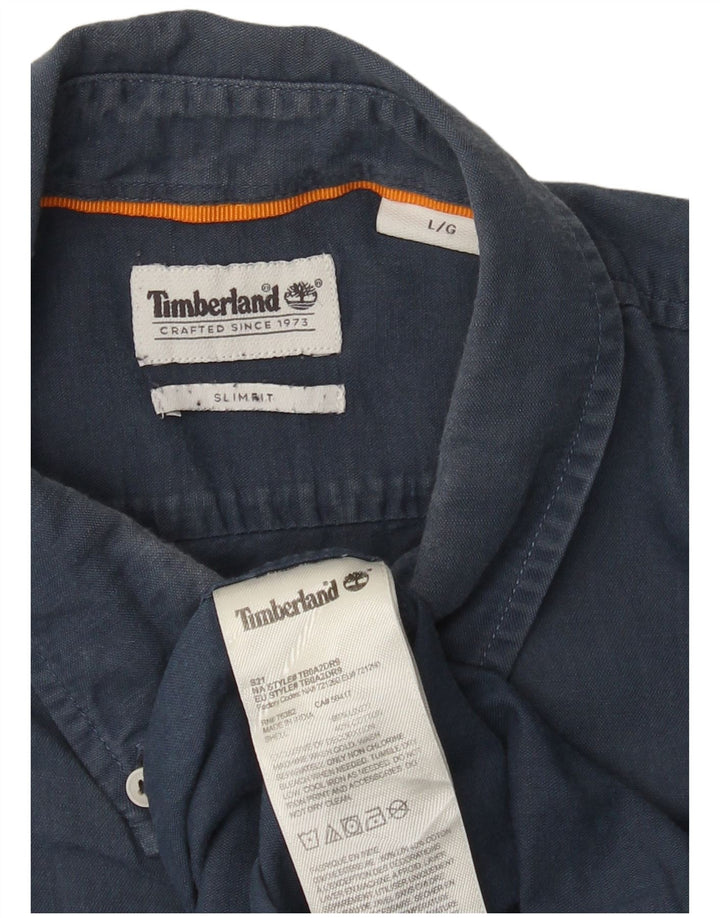 Timberland Herren-Slim-Fit-Hemd, groß, marineblaues Leinen