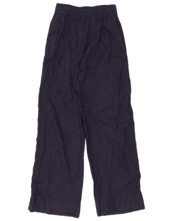 Zara Damen-Chinohose mit hoher Taille und weitem Bein, XS W24 L30, Marineblau