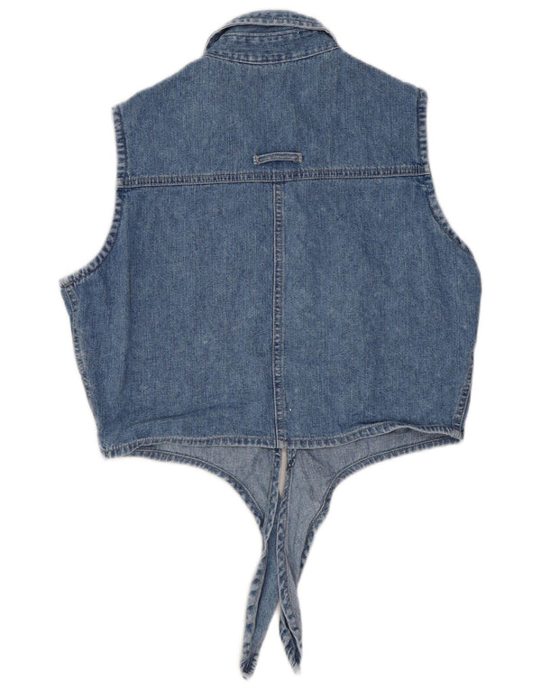 Falmer Damen Übergroßes, ärmelloses, bauchfreies Jeanshemd, US 3 XS, blaue Baumwolle