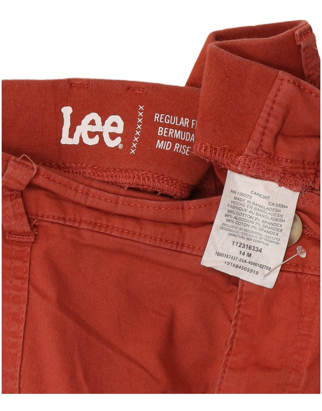 Lee Damen Regular Mid Rise Bermuda Shorts UA 14 XL W32 Orange Baumwolle