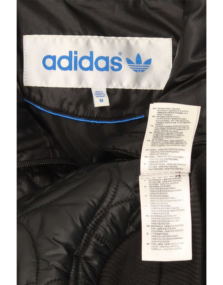 Adidas Damen Bomber gepolsterte Jacke UK 12 Mittelschwarzes Polyester