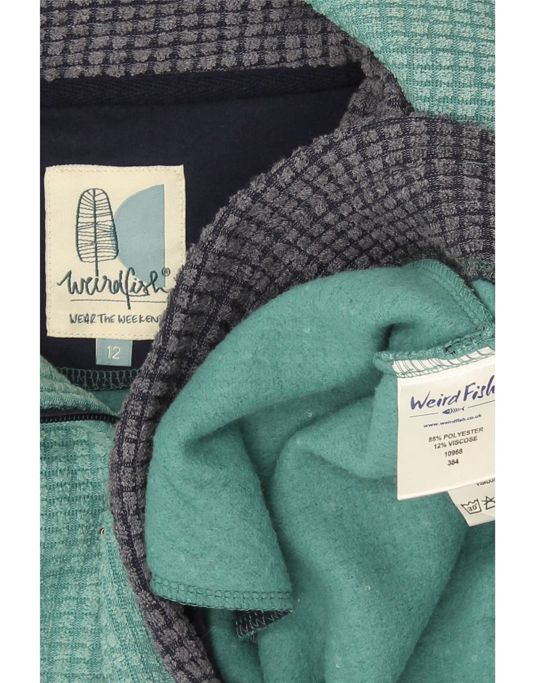 Weird Fish Damen-Fleecepullover mit Reißverschluss am Hals, UK 12, mittelgrün, Polyester
