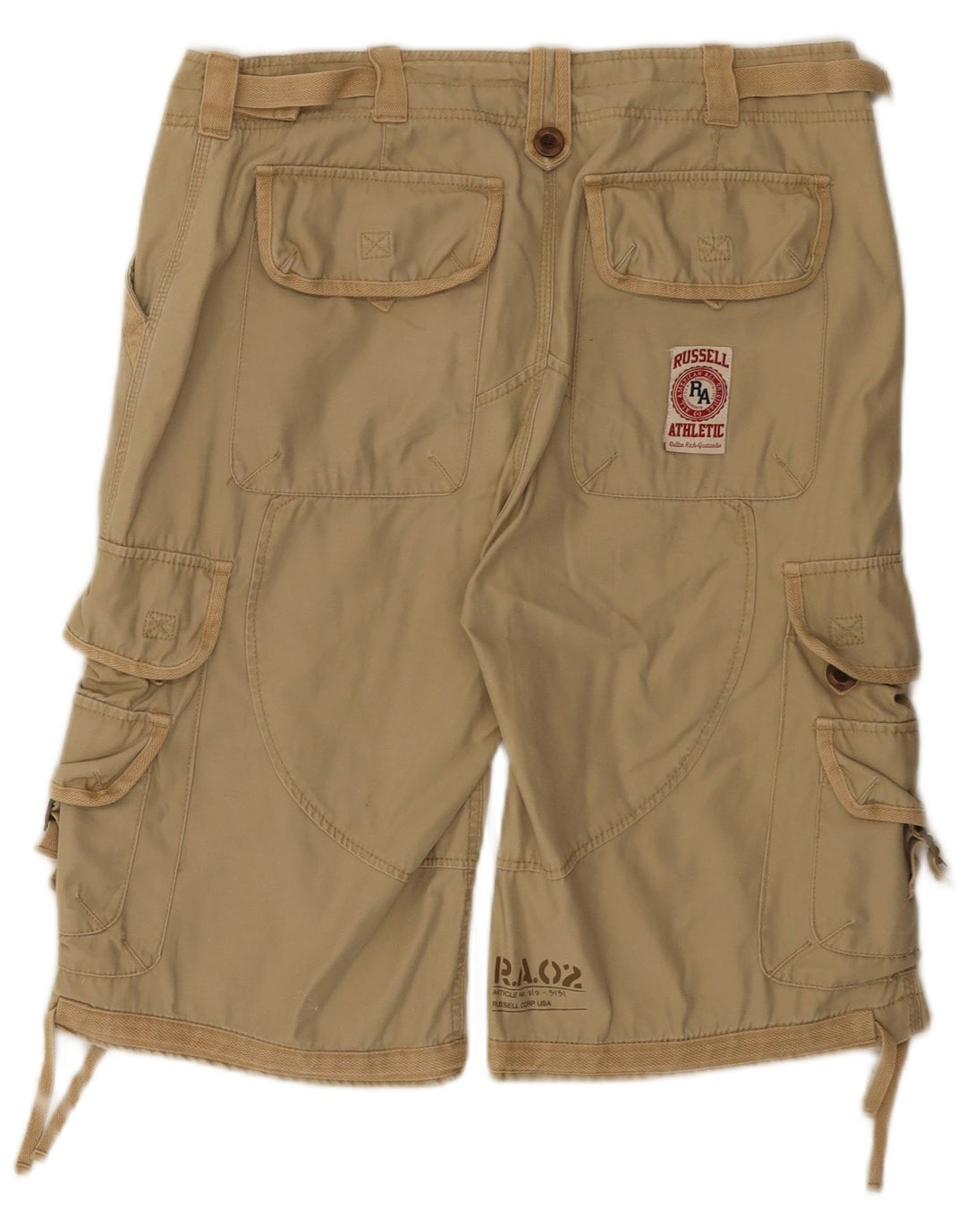 Russell Athletic Herren-Cargoshorts, Größe L, W34, Beige, Baumwolle