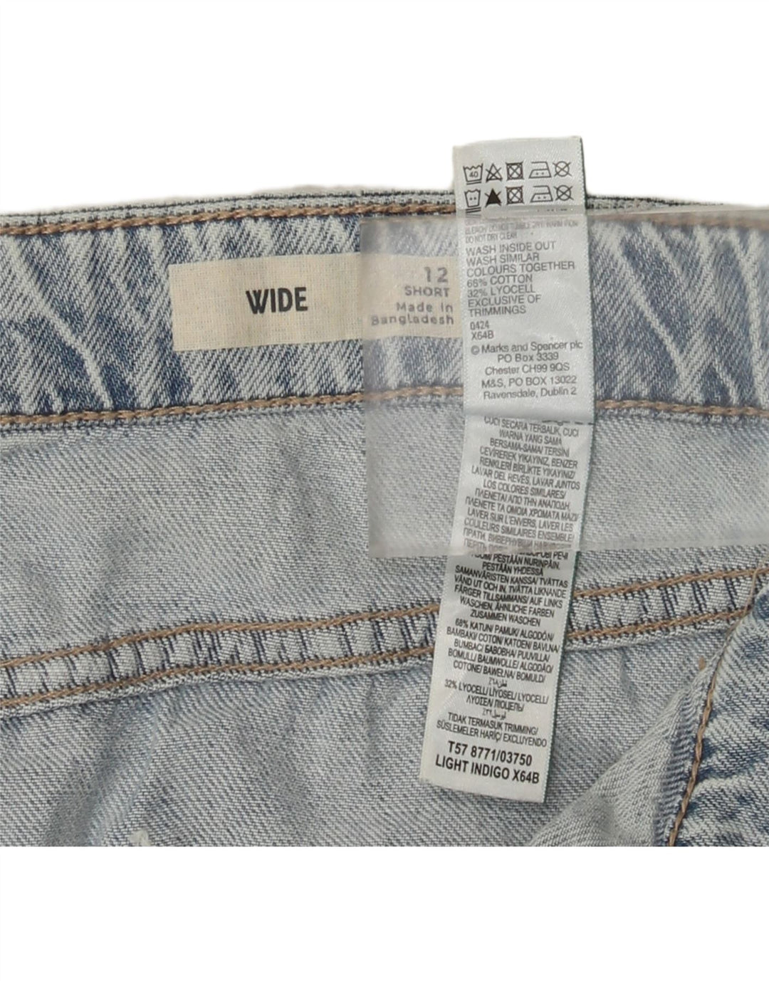Marks & Spencer Damen Cargo-Jeans mit weitem Bein, UK 12, M, W32, L28, Blau
