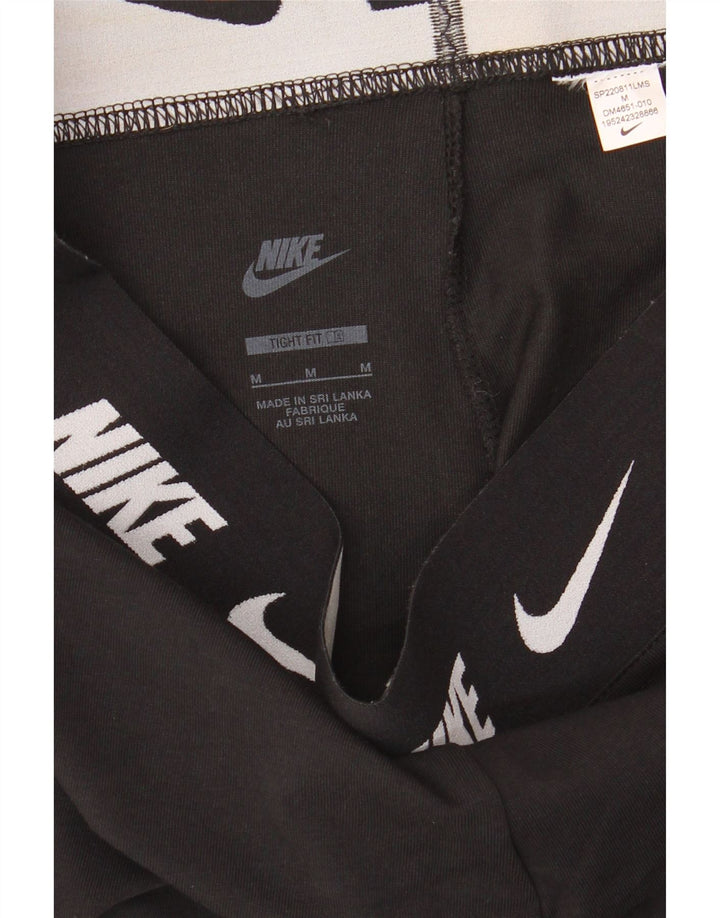 NIKE Womens Tight Fit Graphic Leggings UK 12 Medium  Black