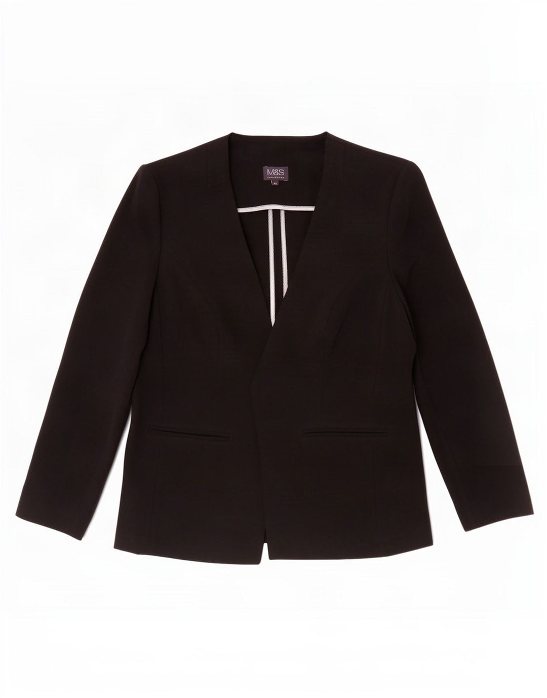 Marks & Spencer Womens Open Blazer Jacke UK 14 Mittelschwarzes Polyester