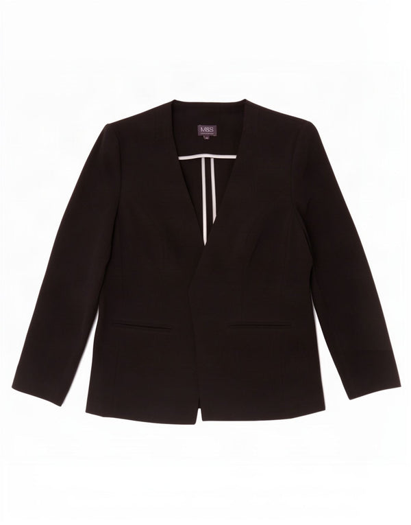 Marks & Spencer Womens Open Blazer Jacke UK 14 Mittelschwarzes Polyester
