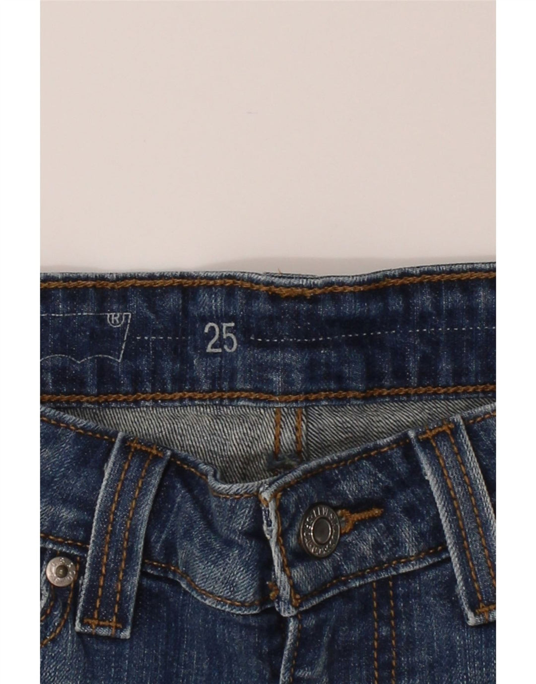 LEVI'S Womens Denim Shorts W25 XS Navy Blue Cotton Vintage Levi's and Second-Hand Levi's from Messina Hembry 