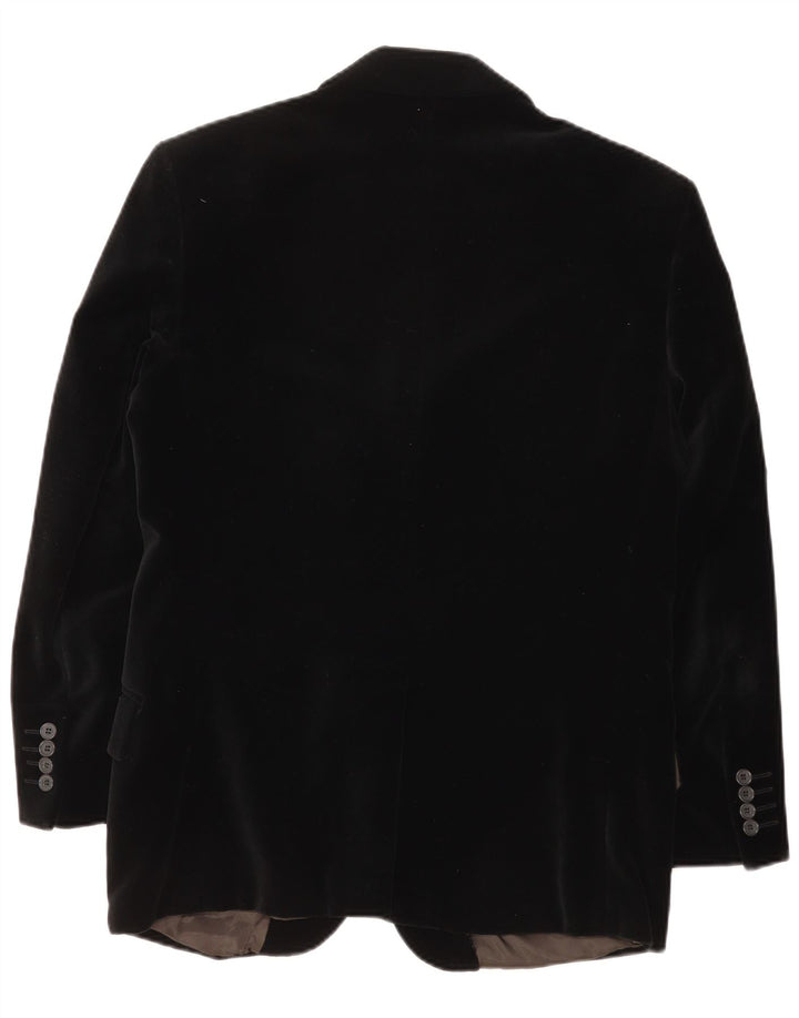Vintage Herren 3-Knopf-Samt-Blazerjacke UK 38 Mittelschwarz