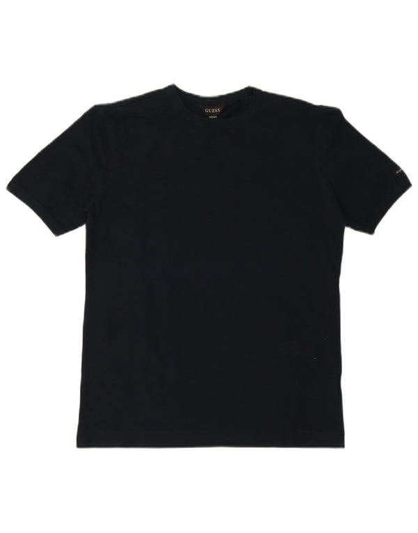 GUESS Damen T-Shirt Top UK 12 Medium Marineblau Baumwolle