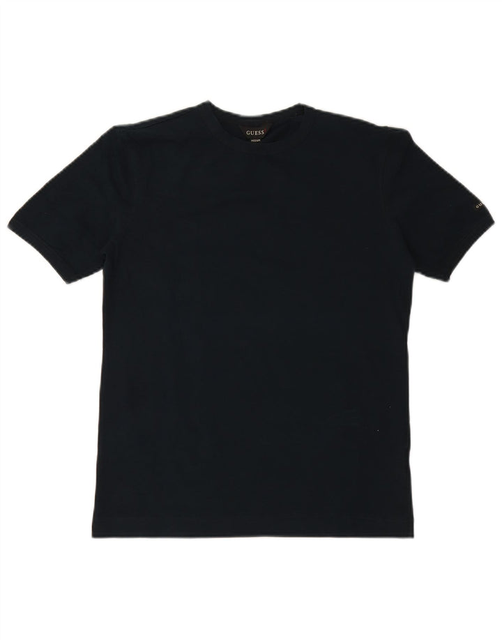 GUESS Damen T-Shirt Top UK 12 Medium Marineblau Baumwolle