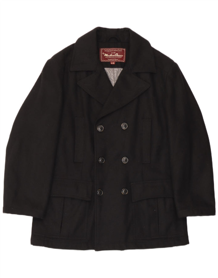 Marlboro Classics Herren Pea Coat EU 48 Mittelschwarze Wolle
