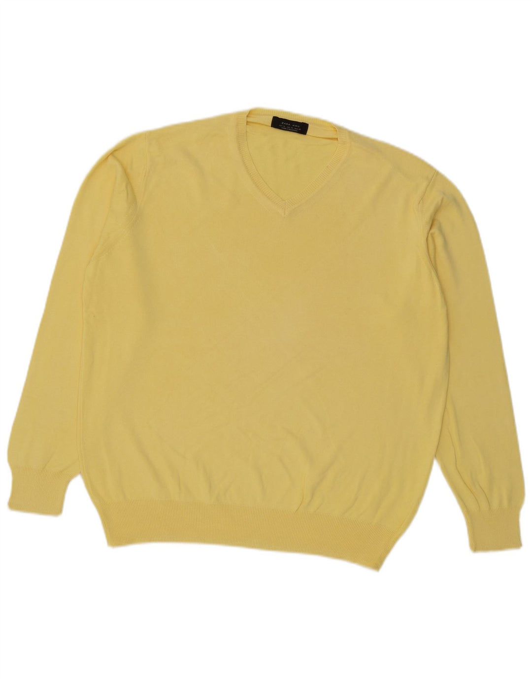 Zara Herren V-Ausschnitt Pullover Pullover XL Gelb