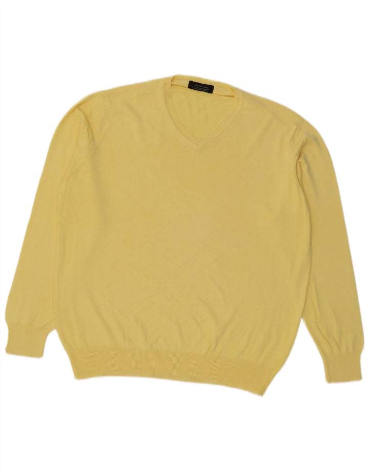 Zara Herren V-Ausschnitt Pullover Pullover XL Gelb