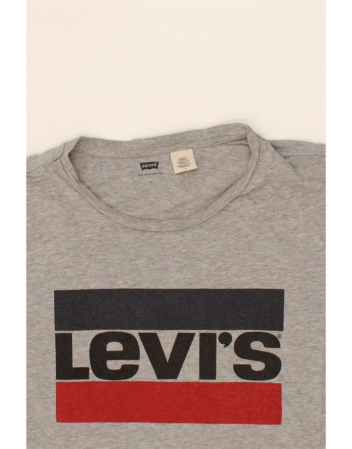 LEVI'S Mens Graphic T-Shirt Top Large Grey Cotton Vintage Levi's and Second-Hand Levi's from Messina Hembry 