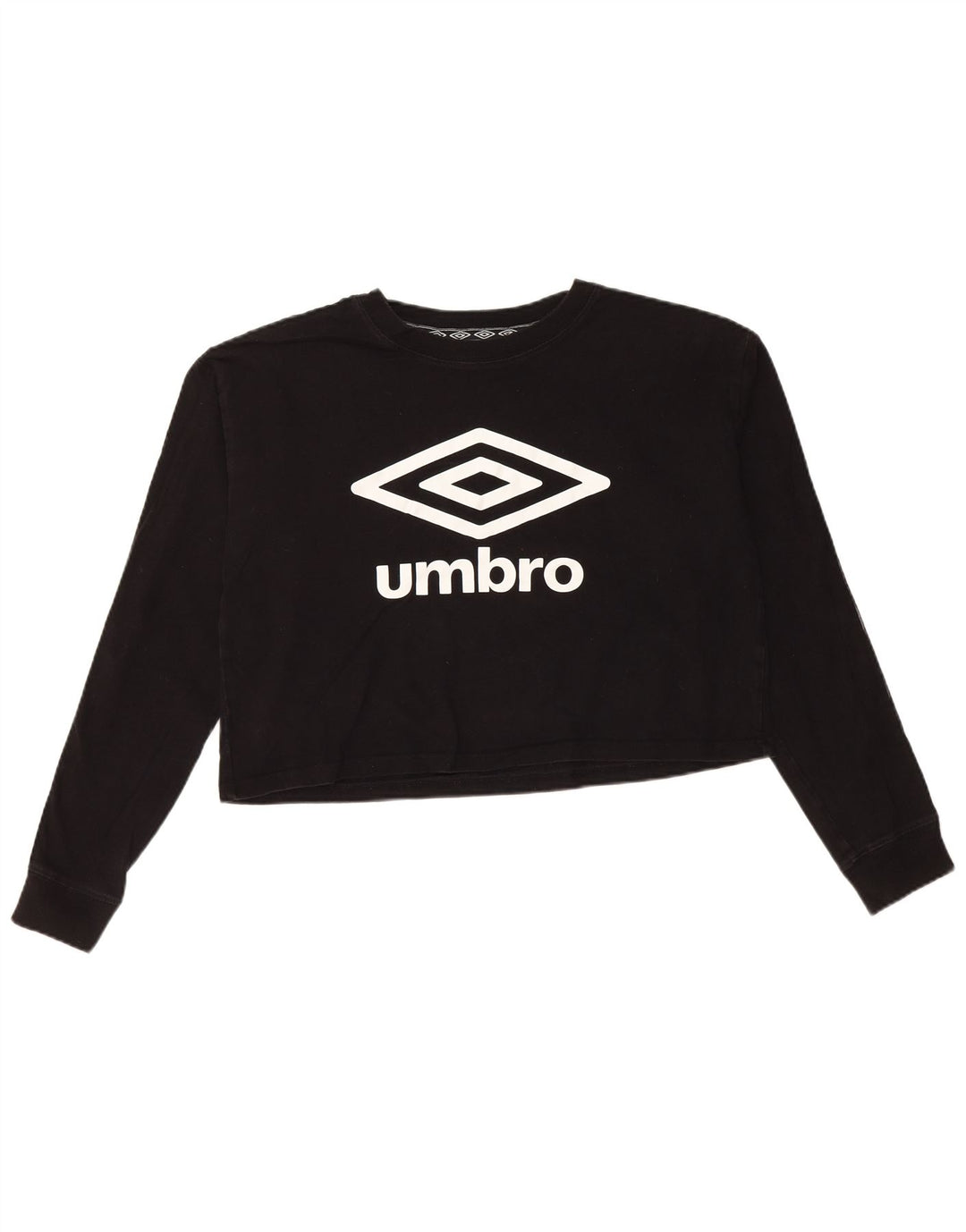 Umbro Damen Crop Oversized Graphic Top Langarm UK 10 Small Schwarz