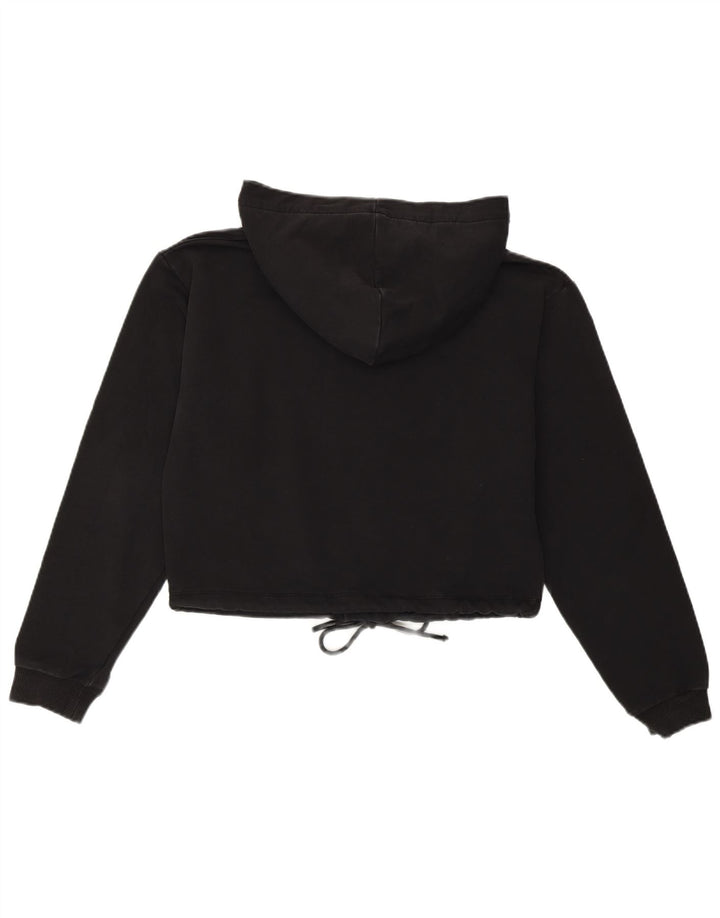 CALVIN KLEIN Damen Crop Graphic Hoodie Pullover UK 10 Small Schwarz