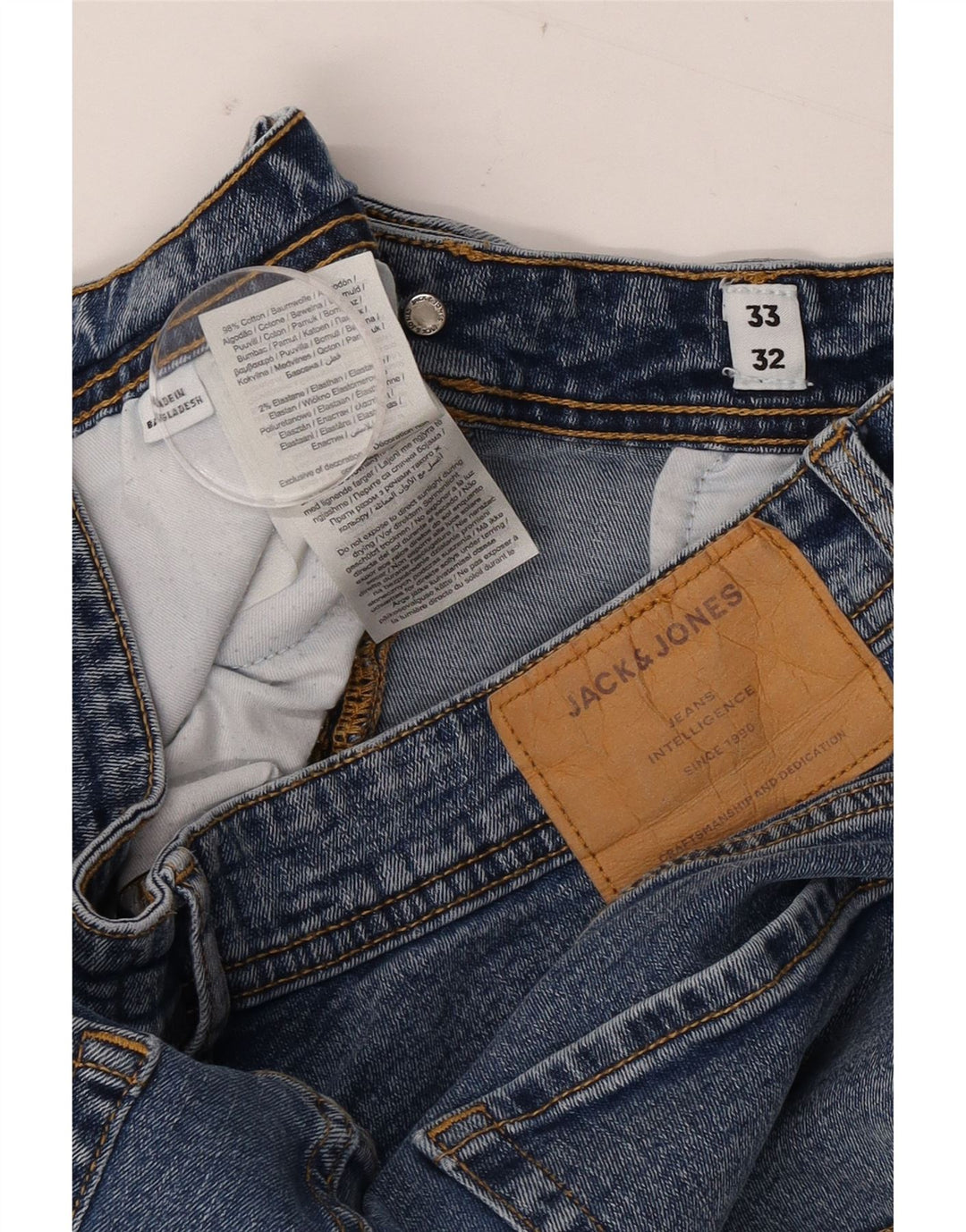 JACK & JONES Herren Slim Jeans W33 L32 Blaue Baumwolle