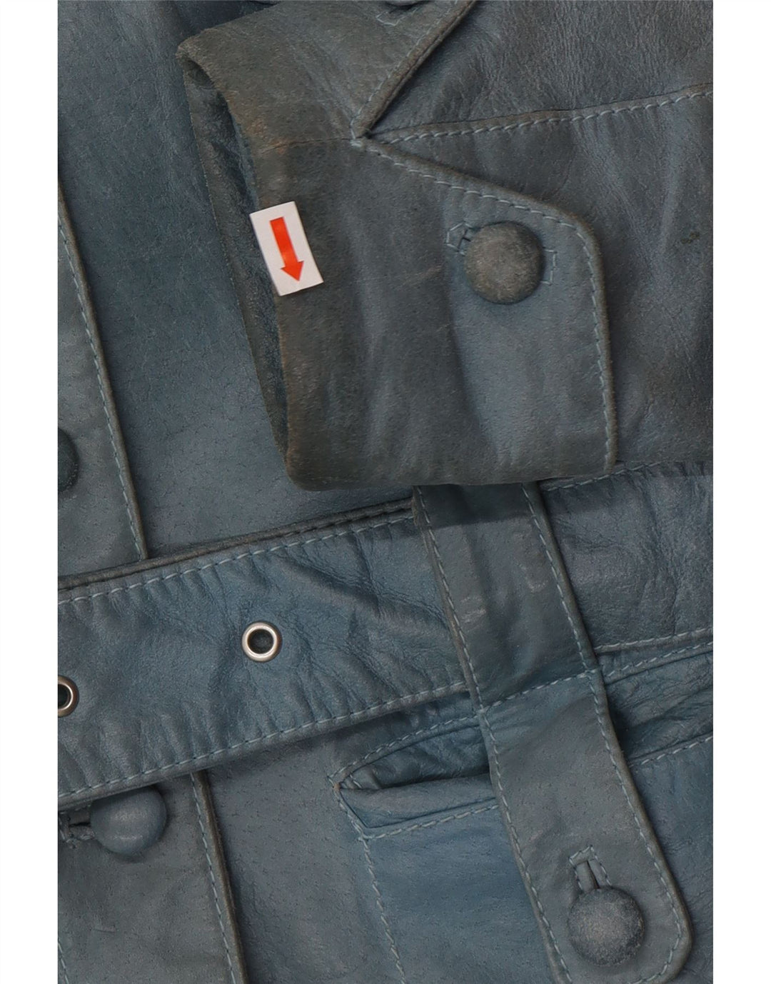 VINTAGE Damen Lederjacke UK 12 Mittelblau