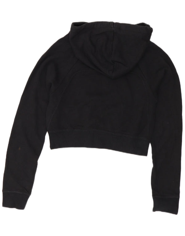 Nike Womens Graphic Crop Hoodie Pullover UK 10 Small Schwarz Baumwolle