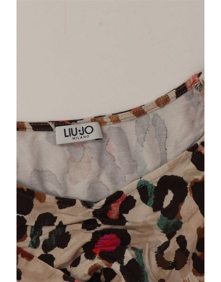 Liu Jo Damen Blusenoberteil UK 12 Mittelbeige mit Tiermuster