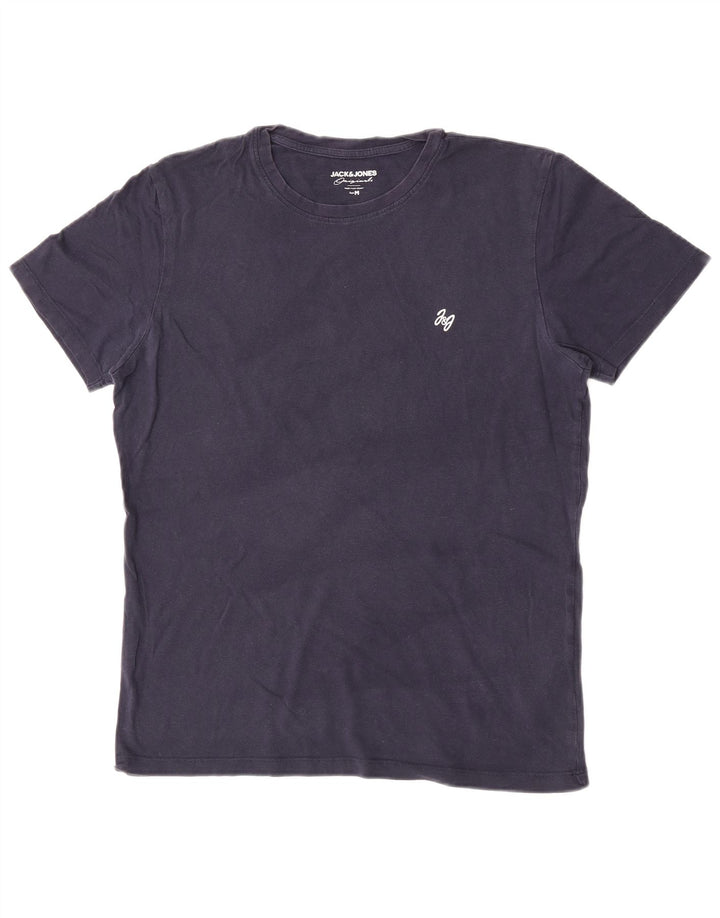 Jack & Jones Herren-T-Shirt-Oberteil aus Baumwolle in mittlerem Marineblau