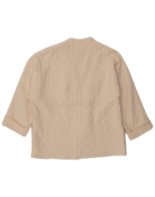 ZARA Damen-Blazer, übergroß, 3/4-Ärmel, offen, Gr. 14, Mittel, gebrochenes Weiß